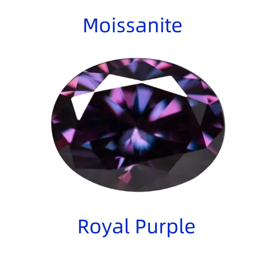 

Moissanite Stone Oval Cut Imperial Purple Color Synthetic Lab Created Diamonds For Jewelry Making Material With GRA Certificate