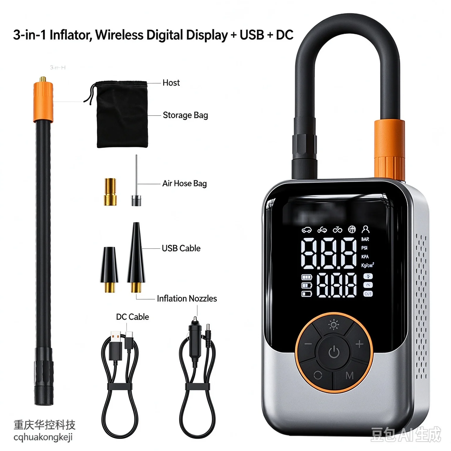 Portable Air Pump Wireless Car Tire Inflator Electric Air Compressor LCD Display Air Injector for Bike Car Motorcycle Tyre Ball