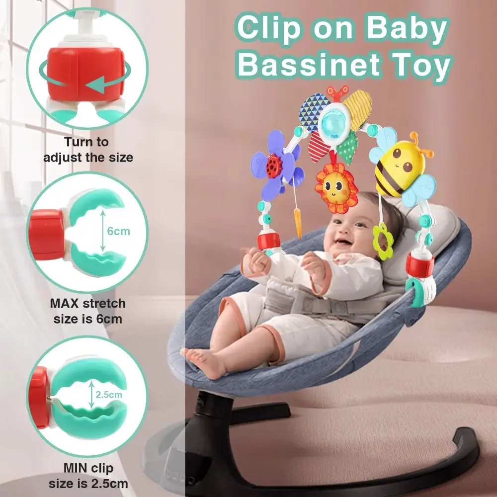 簡単に折りたためるベビーベッド用吊り下げベルひまわりクリップオンベビーカーアーチカニ＆サメ幼児用グリップエクササイズベビーカー