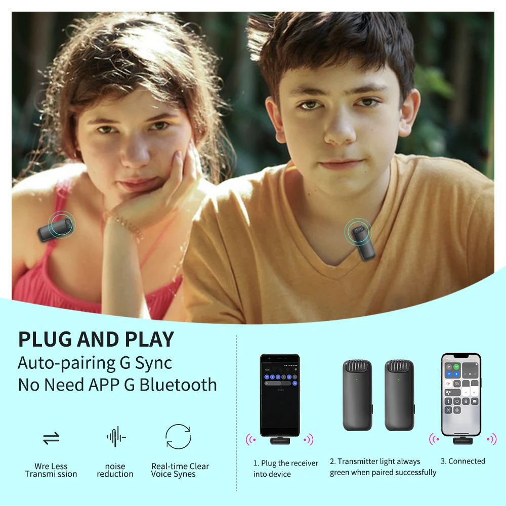 SH Di Động Không Dây 20M Lavalier Microphone Máy Phát Và Máy Thu Kẹp Lable Video Âm Thanh Mic Với Loại-C Lightning