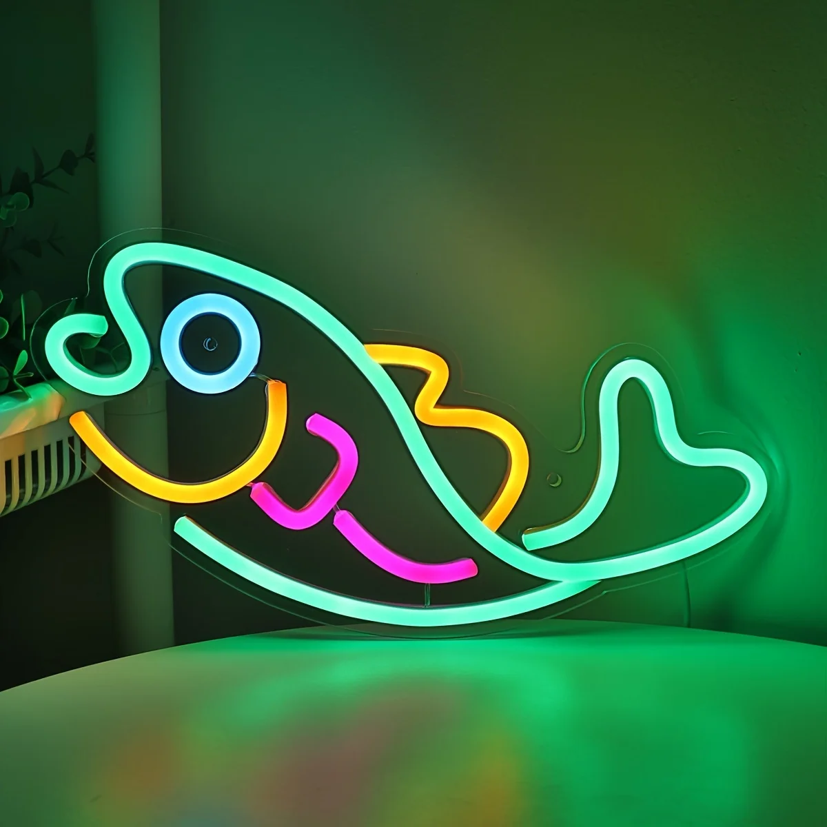 Fish LED Wall Neon Sign Light For Beach Pub Fishing Club Sea Food Restaurant Shop Store Party Room Kitchen Decoration