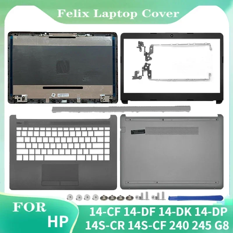 New LCD Back Cover Front Bezel Palmrest Bottom Case Hinges Cover Gray For HP 14-CF 14-DF 14-DK 14-DP 14S-CR 14S-CF 240 245 G8