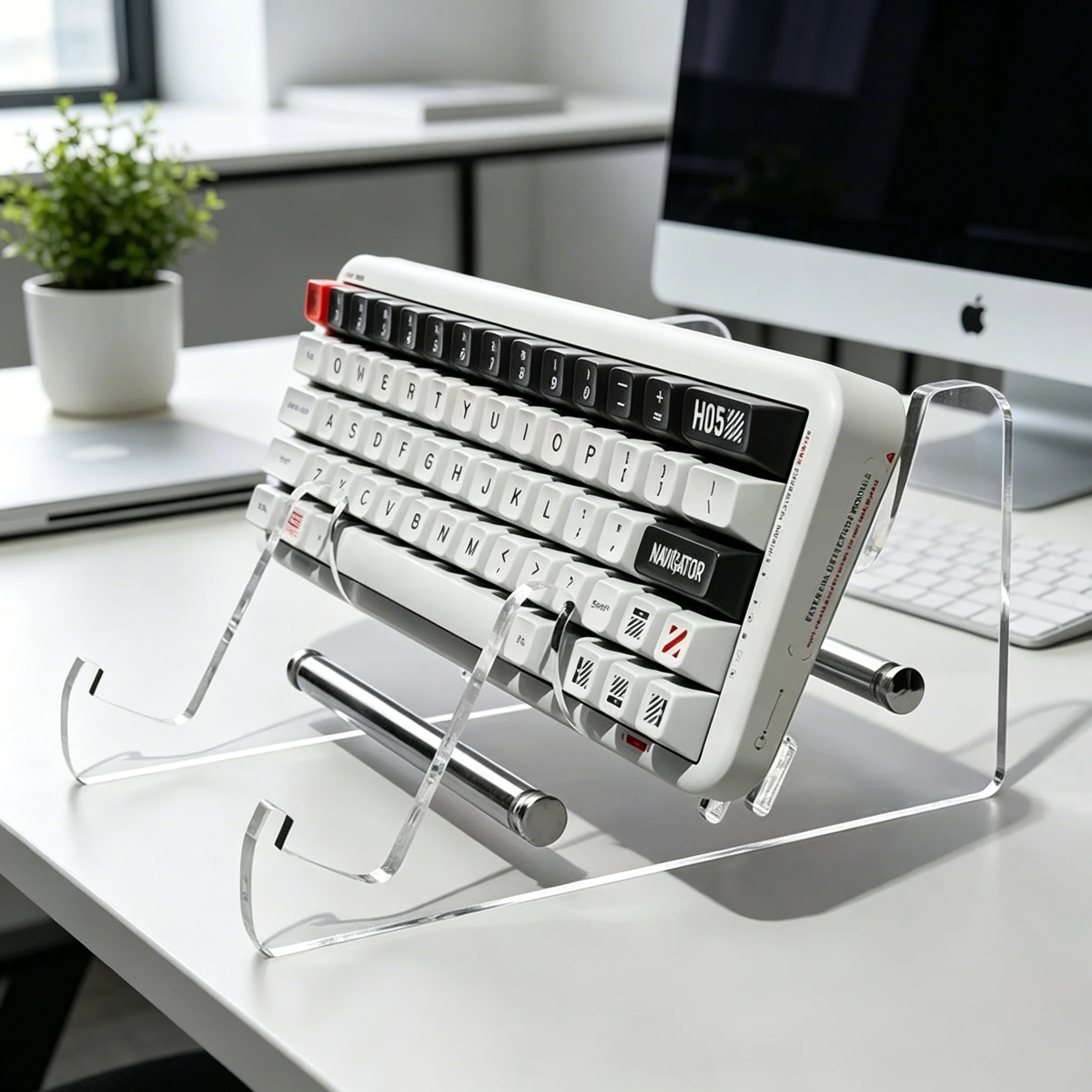 Support de clavier en acrylique transparent à double couche, support de bureau détachable, organisateur, plateau de rangement pour claviers