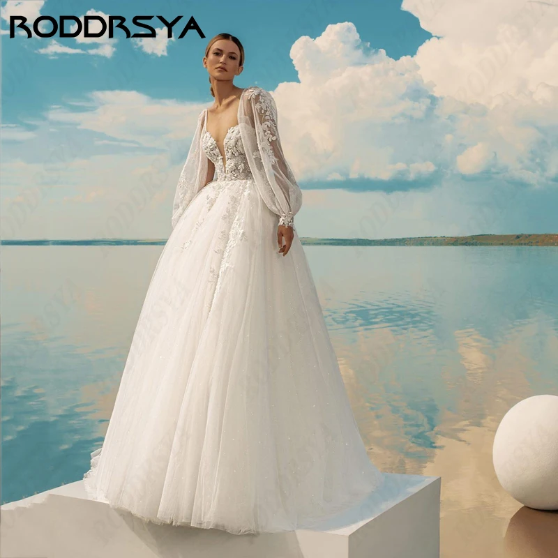 RODDRSYA Sweetheart Puff Sleeve Wedding Dresses For Women Princess Elegant Tulle Robe De Mariée Romantic A-line Bridal Party