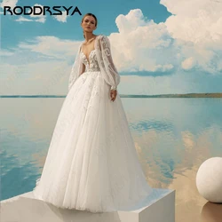 RODDRSYA Sweetheart Puff Sleeve Wedding Dresses For Women Princess Elegant Tulle Robe De Mariée Romantic A-line Bridal Party