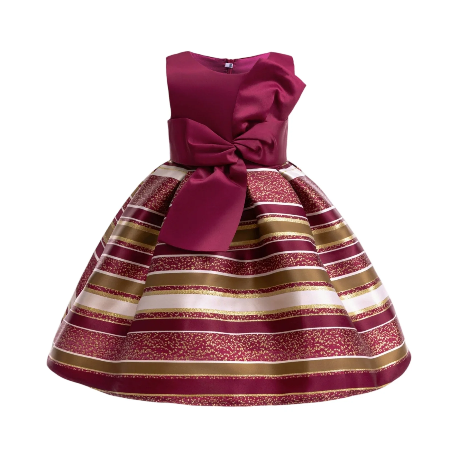 

Spring Girls' New Sleeveless Striped Color Blocked Bow Princess Dress Children's Day School Stage Play Performance Dress
