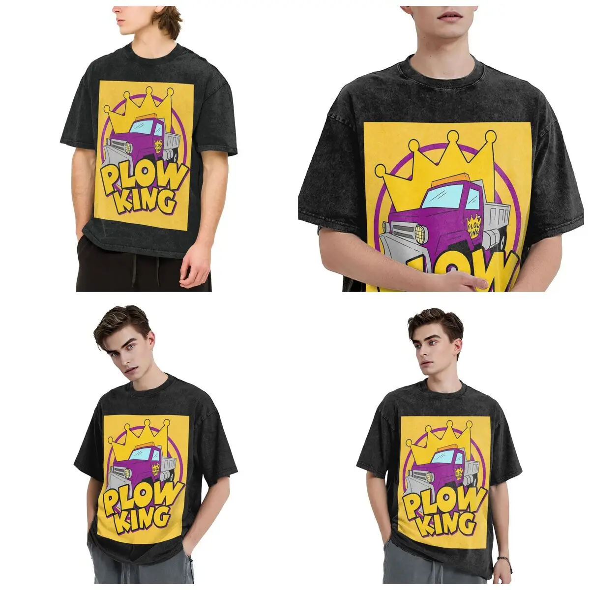 Streetwear T-Shirts Plow King The Healthy Competition Washed T Shirt Short Sleeve Hip Hop T-Shirt Tops Tees for Men Women