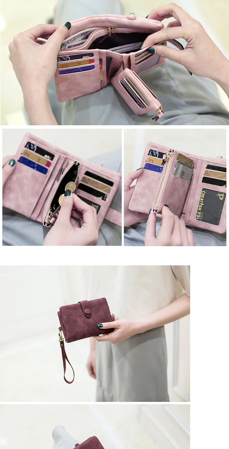 MIYIN 2024 Neue Brieftasche frauen Kurze Koreanische Nette Schnalle Doppel Rabatt Multi Karte Ändern Handtasche – Detail 8