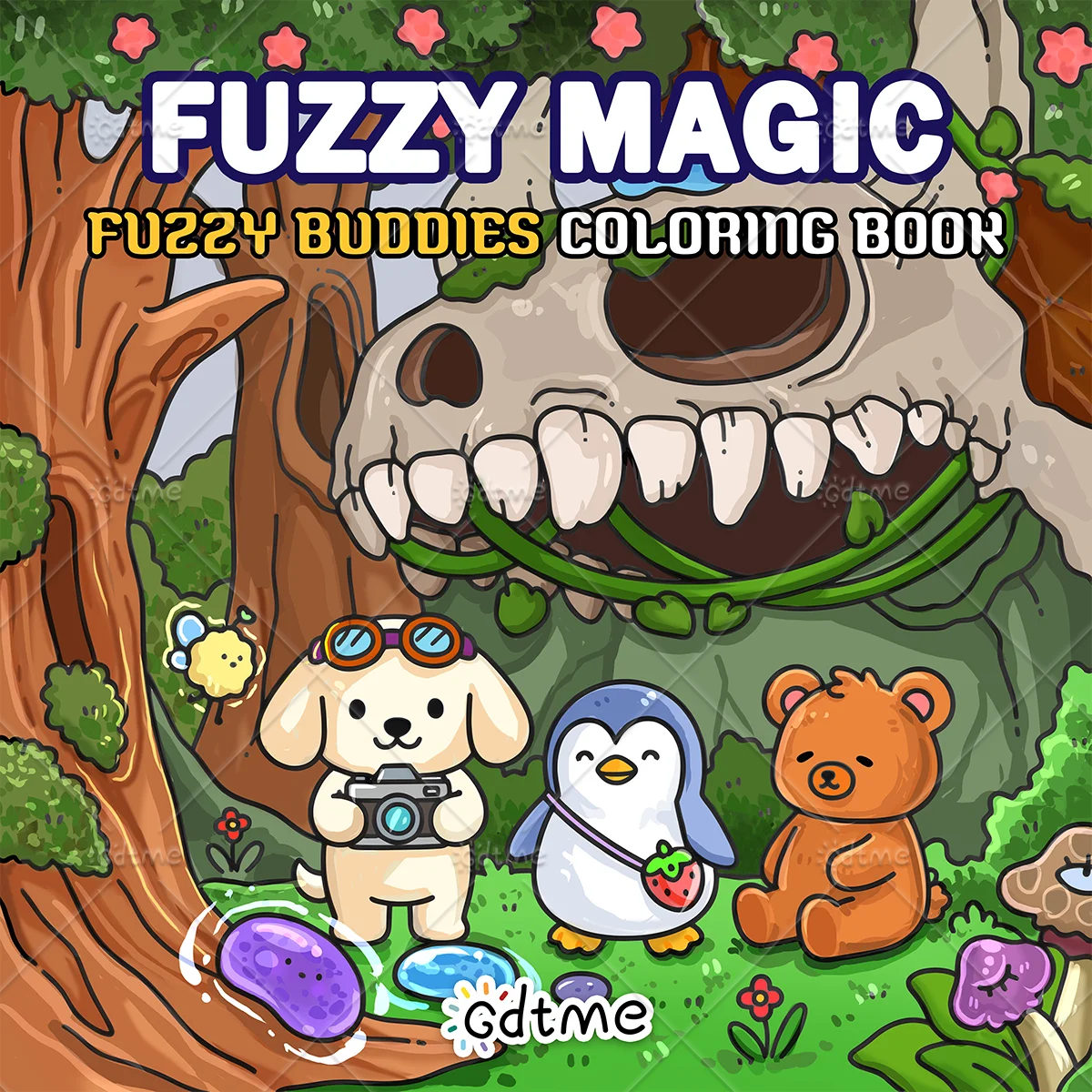 FUZZY MAGIC FUZZY BUDDIES Bold-easy Patterns Coloring Book for Adults Cute Drawing Book Perfect Gift for Party and Birthday ﻿