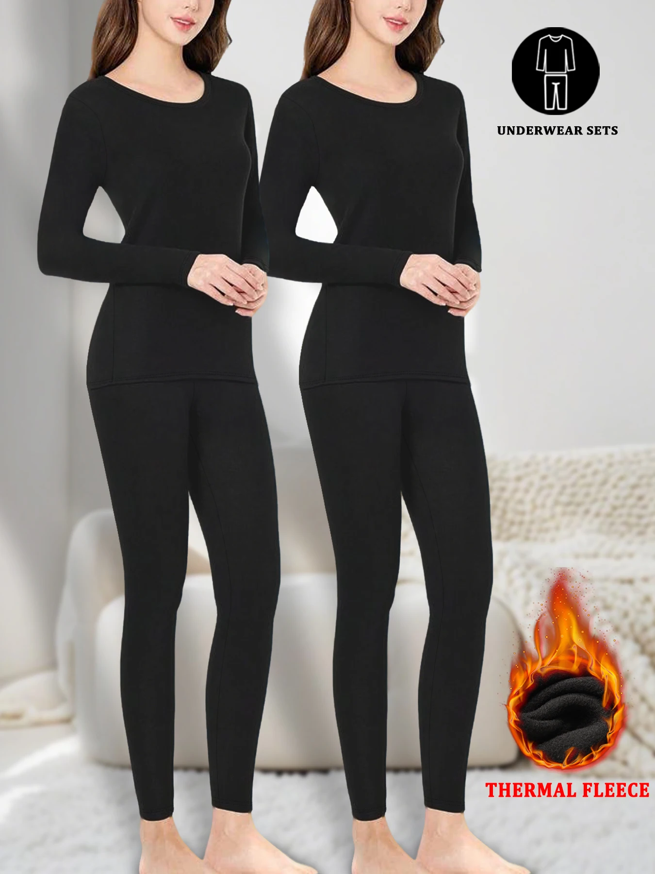 

Женские зимние термокомплекты из двух предметов с флисовой подкладкой — супермягкие пижамные комплекты для домашней одежды для холодного климата