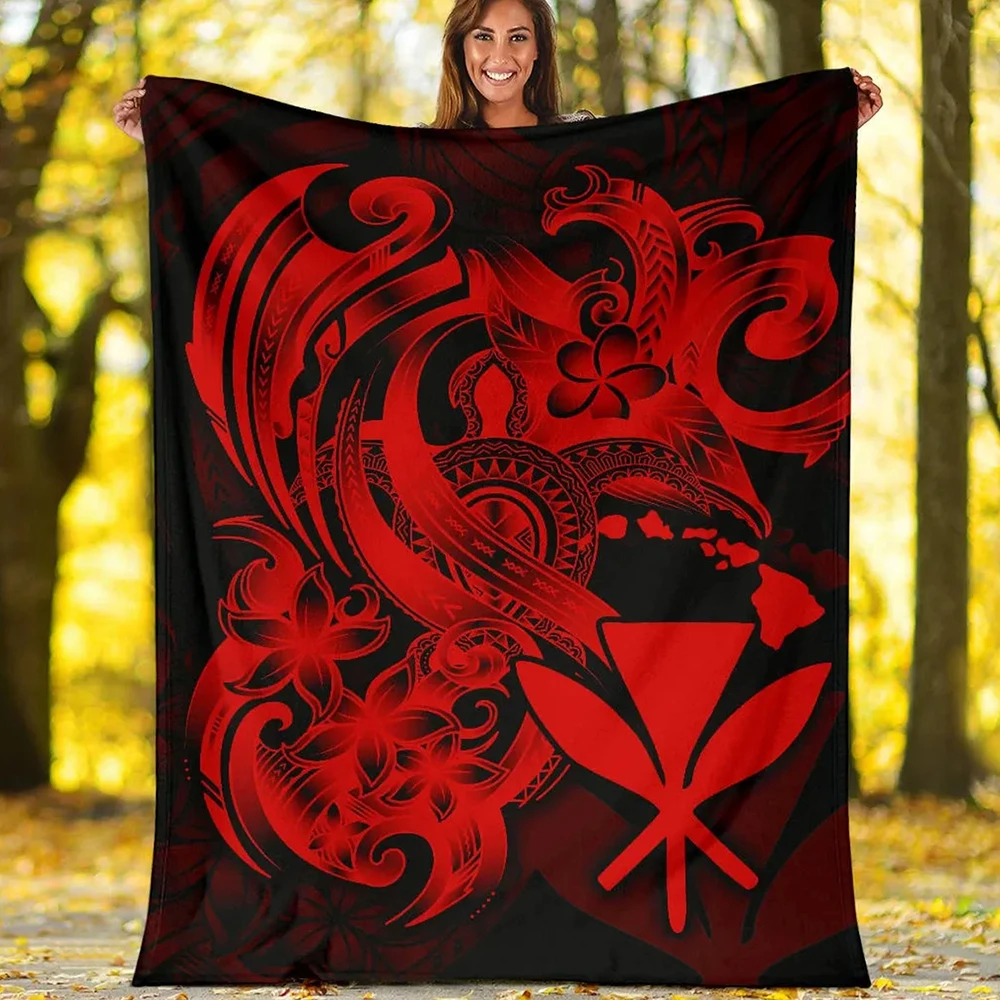 HX Fashion Flannel Blankets 3D Graphics Polynesia Tattoo Printed Throw Blanket Keep Warm Travel Quilt Blankets for Beds