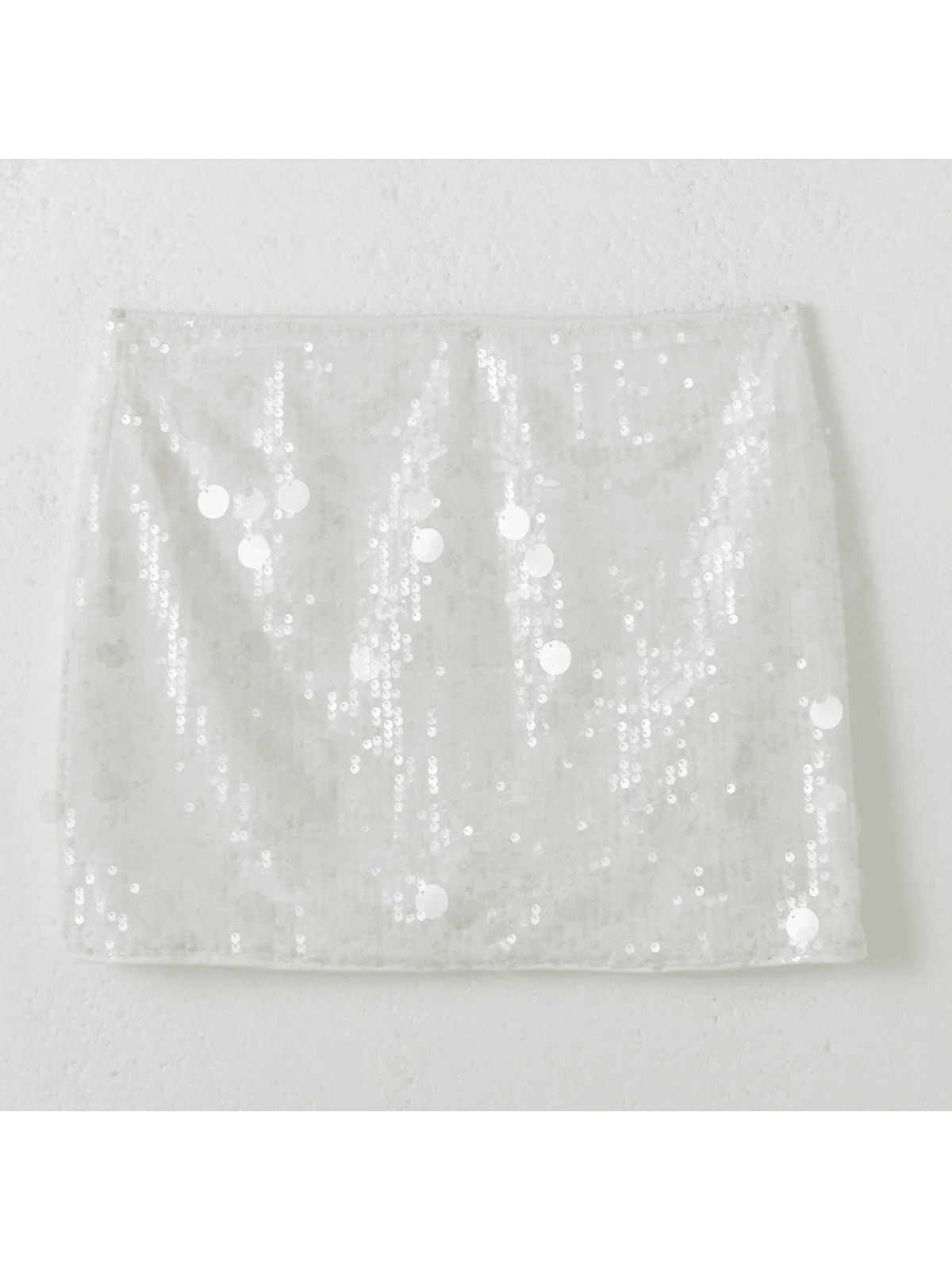 Minifalda blanca de lentejuelas para mujer, elástica, ajustada, para fiesta, club, noche de fiesta