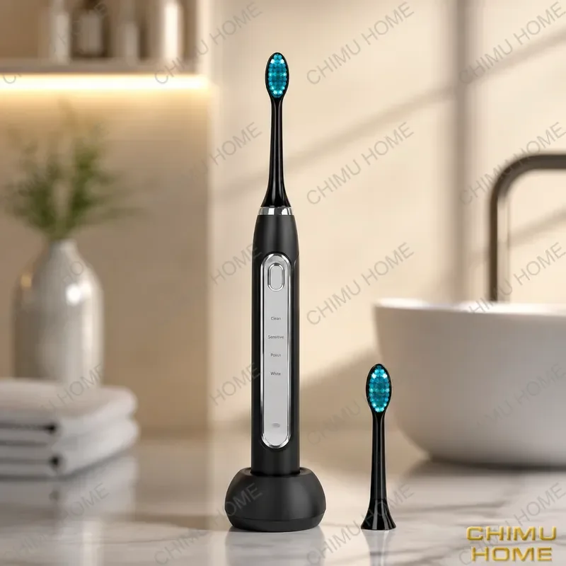 【CHIMU HOME】 Electric Toothbrush for FCC IPX7 Waterproof 4-Mode Wireless Charging with 6 Blue LED Lights for Daily Oral Care