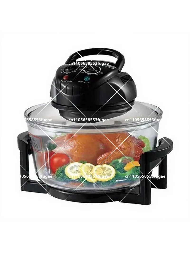 12L Digital Halogen Convection Oven with Glass Bowl, Transparent Air Fryer, 220-240V