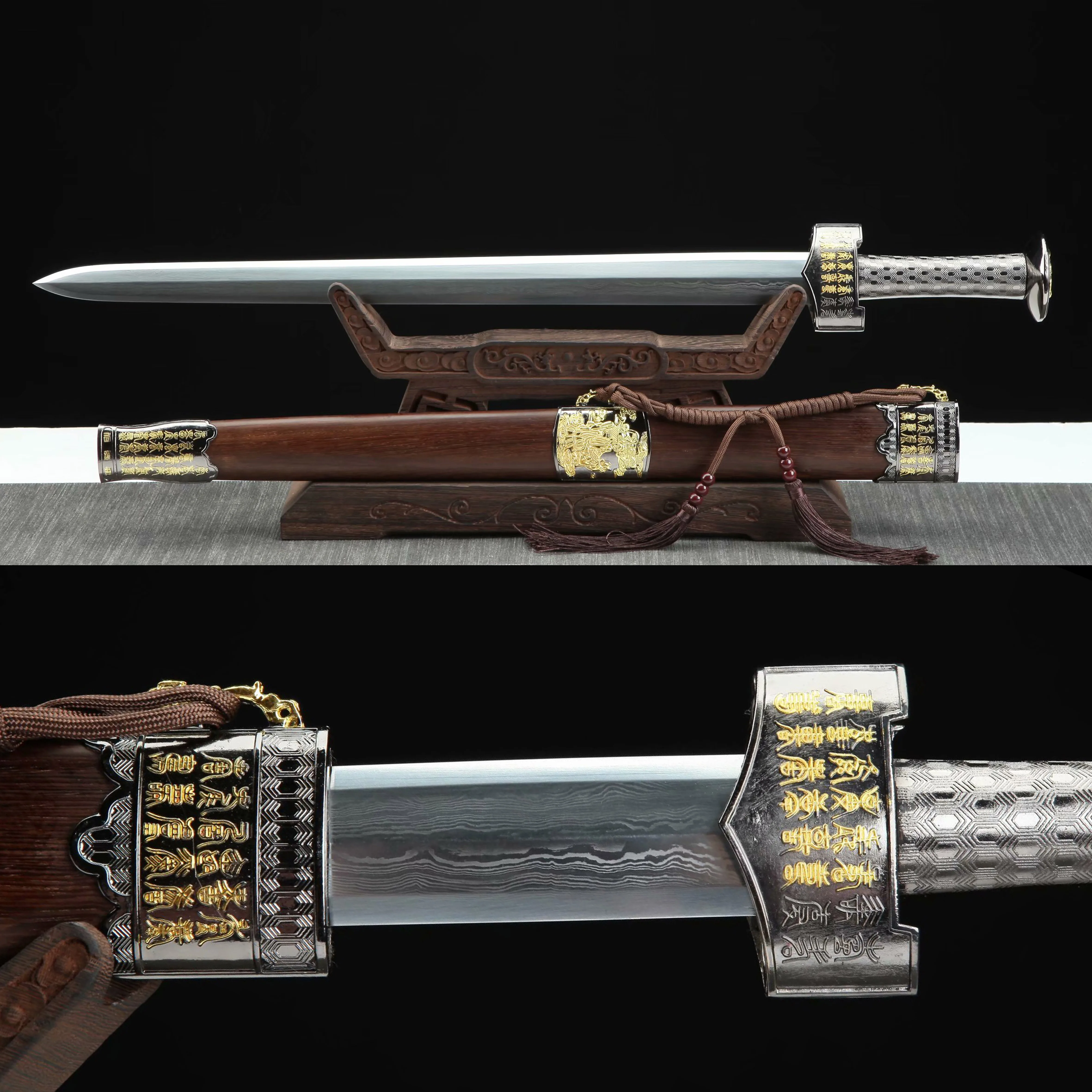 73cm Chinese Longevity Sword for Kung Fu Fighting Training - Damascus Steel, Extremely Sharp - Gift for Samurai Sword, Katana