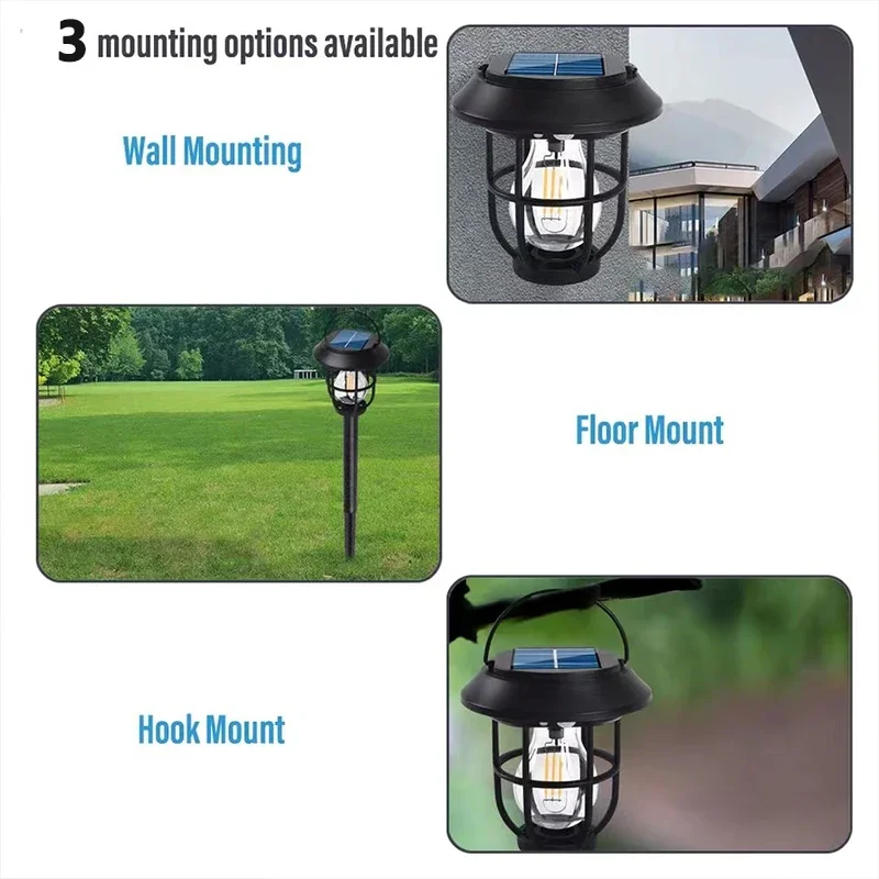 3IN1 Outdoor Solar Camping Wall Lamps Lawn Lamps Floor Lamp LED Induction Lamps Garden Landscape Lamps Decorative Tungsten Lamp