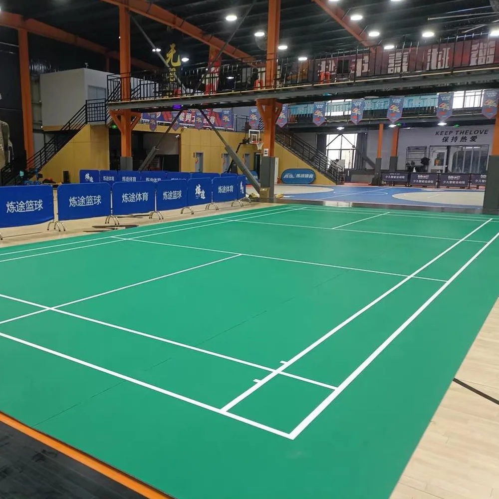 Beable PVC Sports Flooring Tiles for Tennis Court, Crystal Sand Surface, Badminton PVC Mat with Custom LOGO, Top Quality