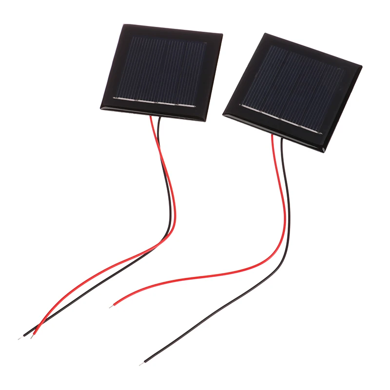 5Pcs Micro Solar Board Photovoltaic 2V 120MA Solar Cells with Wires Solars Epoxy Plate DIY Projects Toys 54mm x 54mm