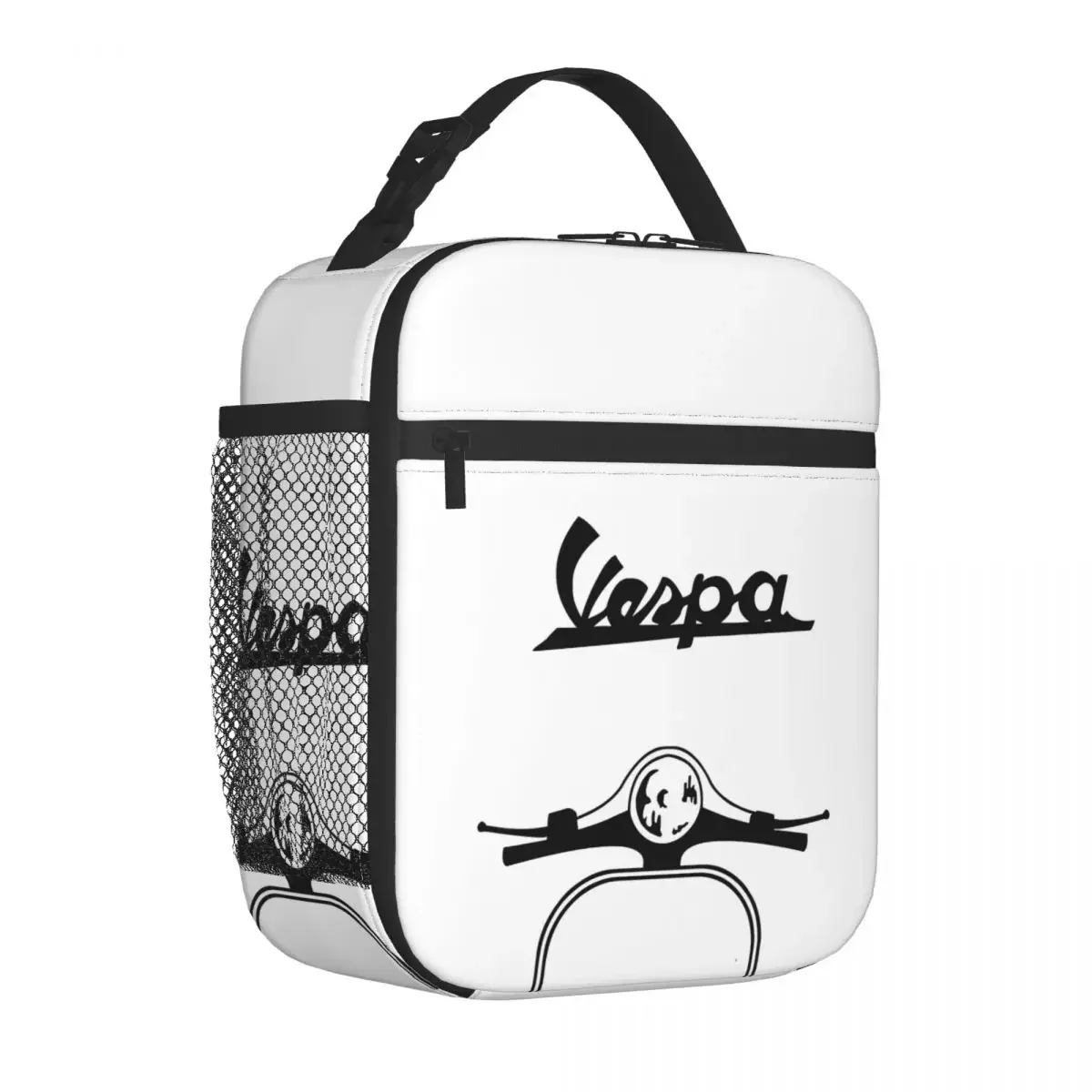 Vespa Piaggio Lunch Bag For Unisex Scooter Mopeds Lunch Box Picnic Portable Zipper Thermal Tote Handbags Oxford Print Cooler Bag