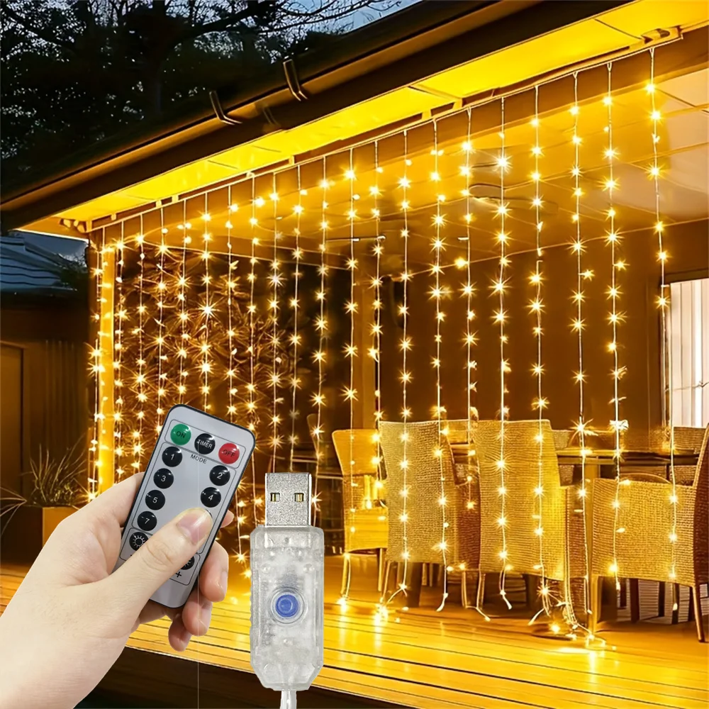Fairy Lights USB Curtain LED String Lights 3/4/6M Valentine's Day Wedding EID Mubarak Bedroom Ramadan Home Decoration 2026