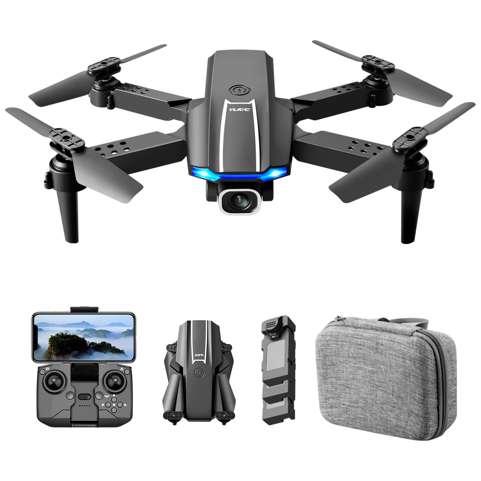 YLR/C Model Aircraft RC Drone with 4K Camera RC Quadcopter with Function Trajectory Flight Gesture Control Storage Bag Package