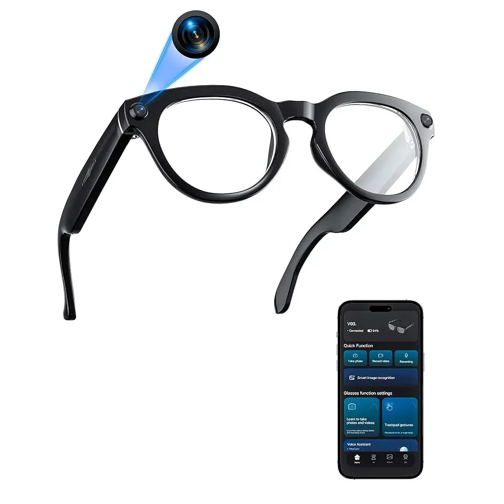 

Ailexpress-Free Shipping-AI Smart Glasses with Camera, 8MP Camera, Real-Time Translation in 140+ Languages, 4K Video & Dual Micr