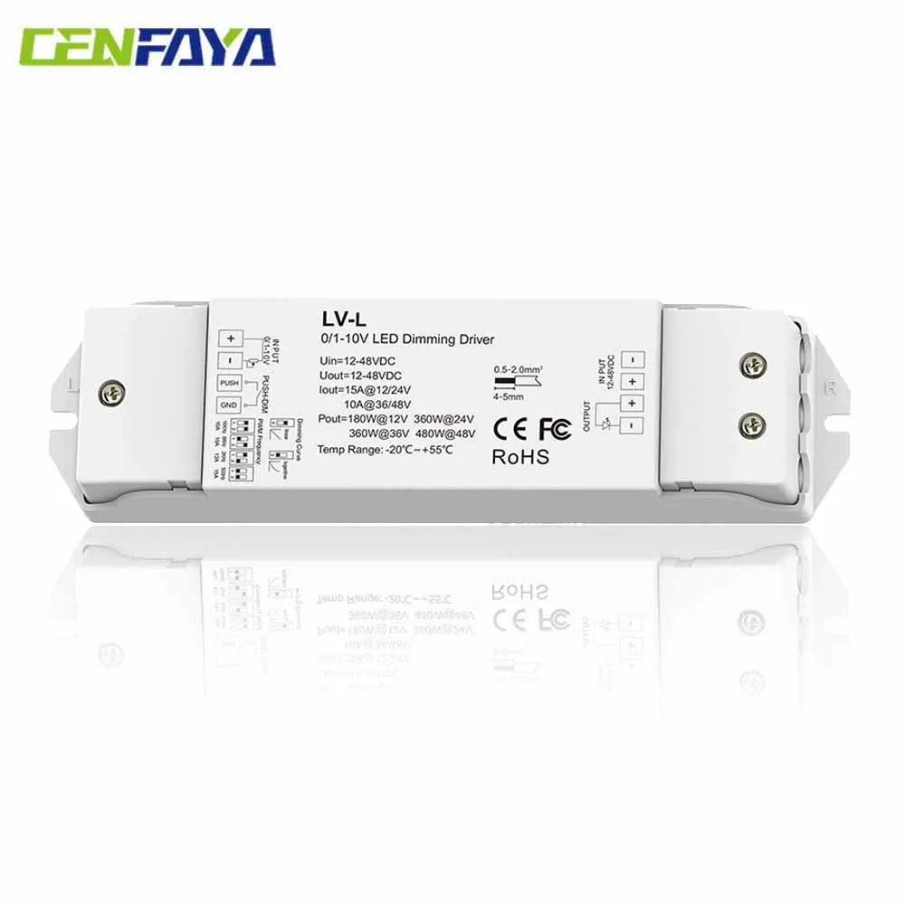 0/1-10V 1CH 12A Dimmable Led Driver DC 12V 24V 36V LED Dimmer Led Dimming Controller PWM For SMD COB 2835 Single Colol LED Strip