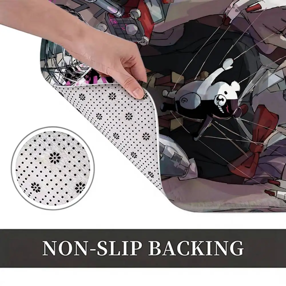 Monokuma Game D-Danganronpa Short Plush Non-Slip Floor Mat, Easy to Clean, for Bathroom Door & Bedroom Door