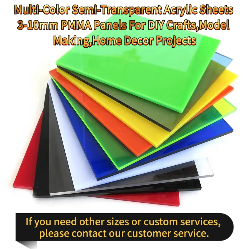 Multi-Color Semi-Transparent Acrylic Sheets 3-10mm PMMA Panels Crafts,Model Making,Home Decor Projects