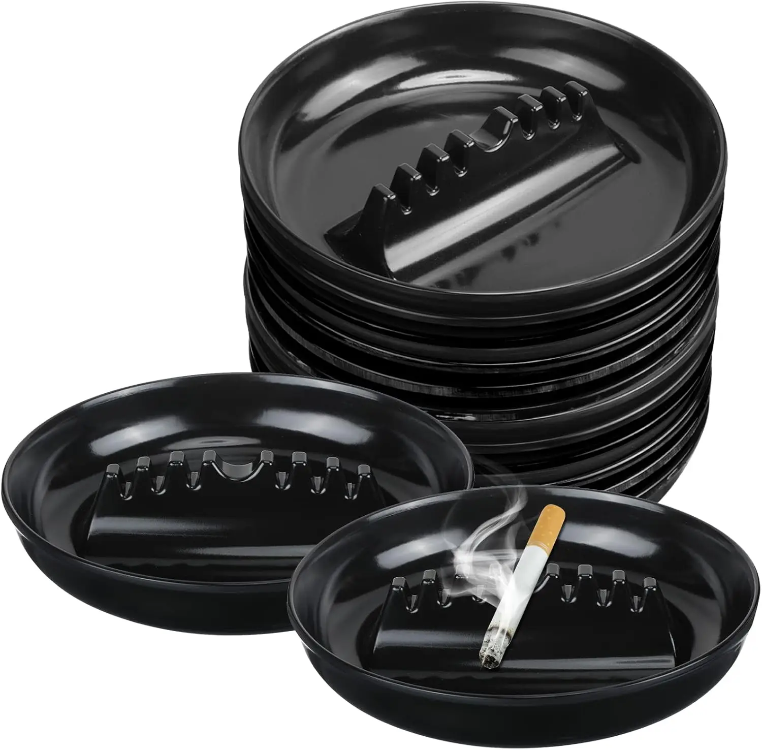 

Набор из 12 круглых пластиковых пепельниц, 6,69 дюйма, в винтажном стиле, для использования в помещении и на улице