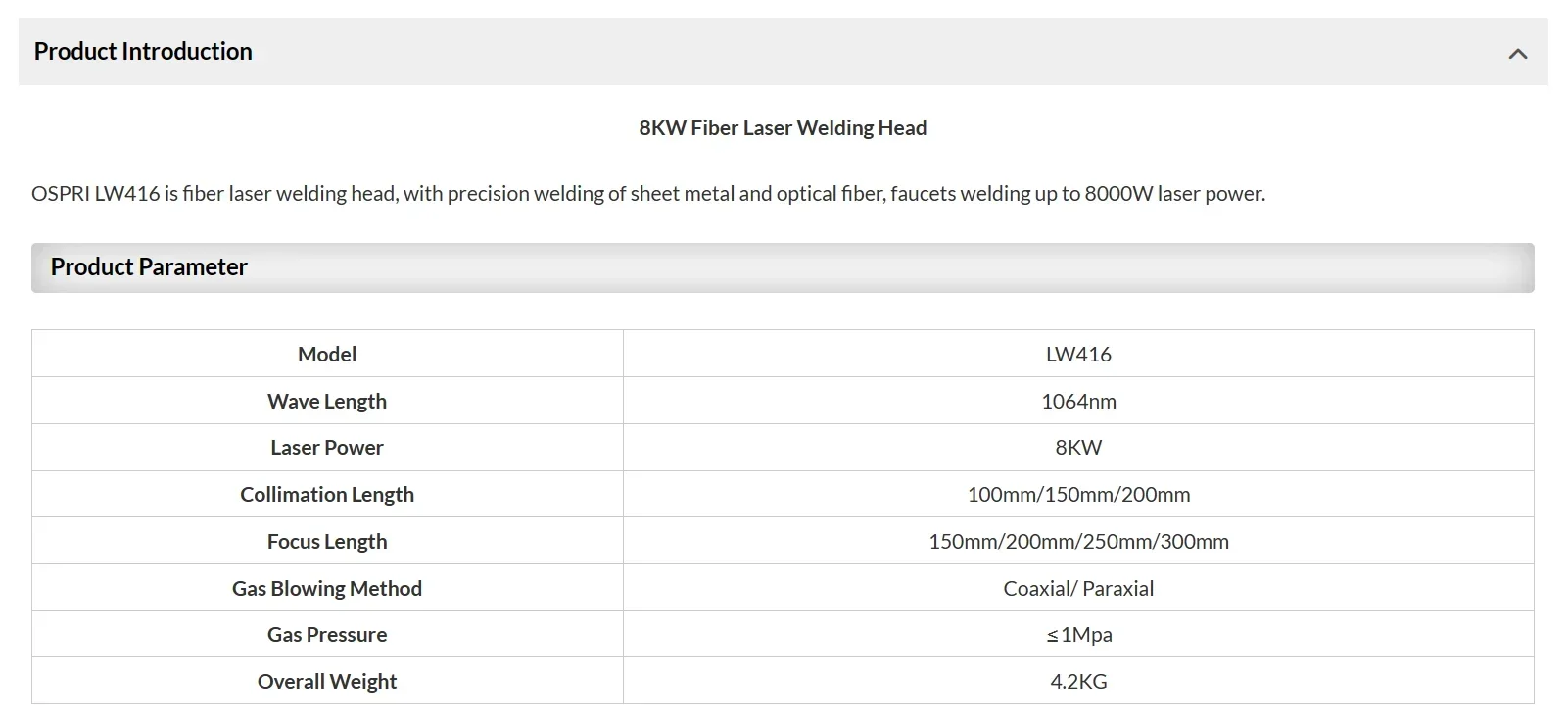 Cabezal de corte láser r de base plana con enfoque automático de 3KW OSPRI LC40