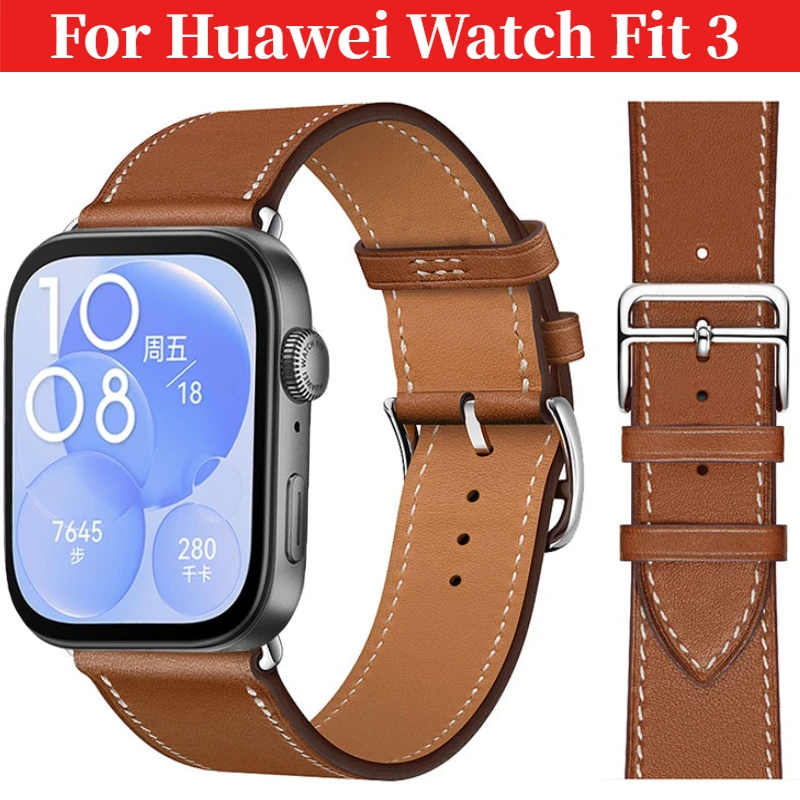 Leather Bracelet Strap For Huawei Watch Fit 3 Smartwatch Sports Replacement Wristband Belt For Huawei Fit 3 Accessories Correa