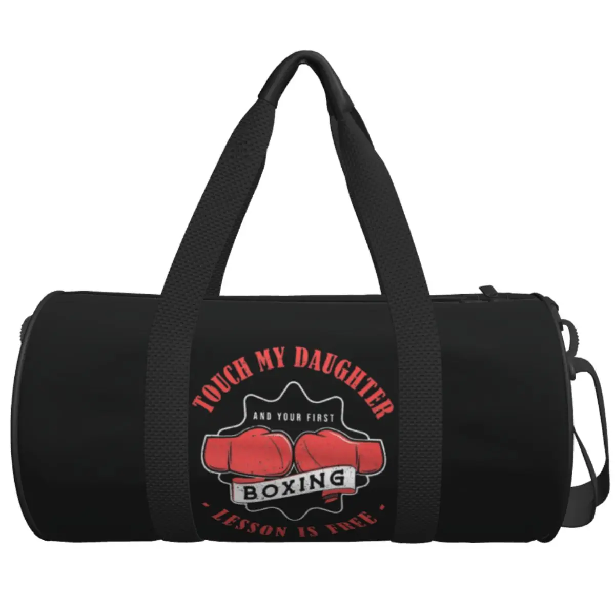 Touch My Daughter Fist Boxing Lessen Free Boxing Gym Bag Sports Bags Couple Print with Shoes Novelty Fitness Bag Outdoor Handbag