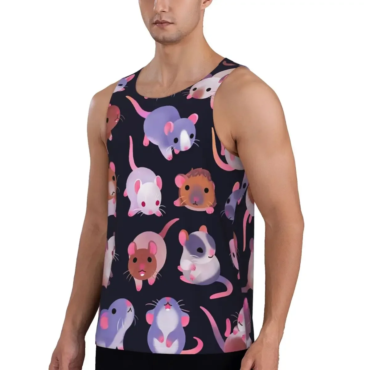 Quick Dry Fancy Rat - Dark Gym Tank Muscle Sleeveless Shirt Bodybuilding Breathable Vest