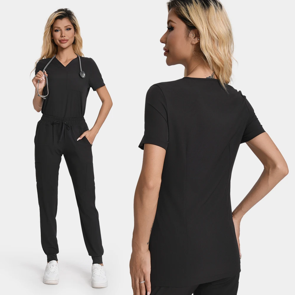 Surgical Uniforms Woman Nurse Animal Hospital Workwear V Neck Top & Pants Soft Breathable Comfor Medical and Healthcare Uniforms