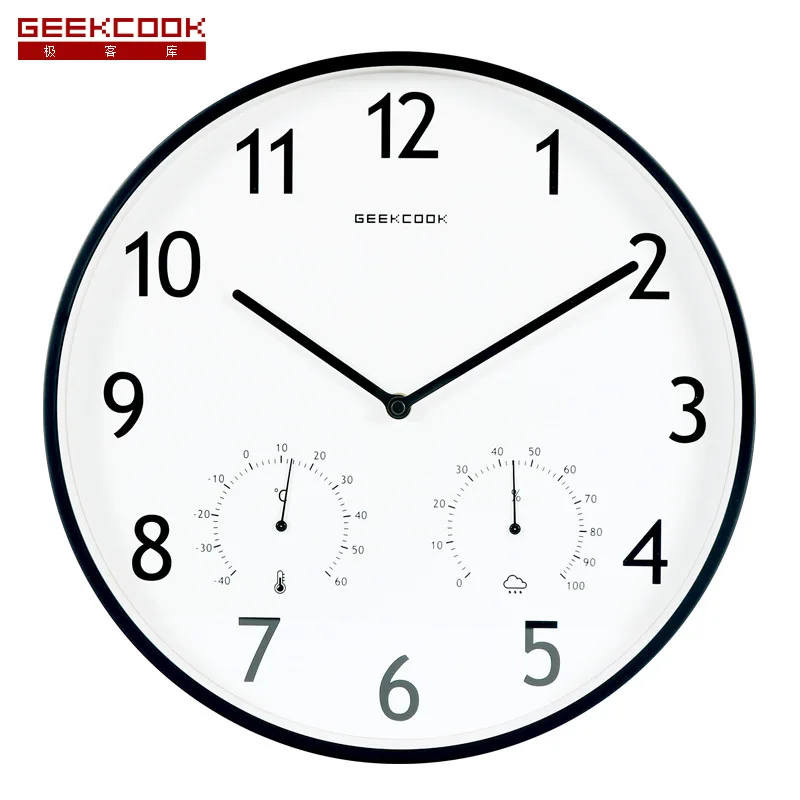 Wooden Wall Clock with Thermometer Hygrometer White Wall Clock Living Room Decoration Wall Clock Modern Design Digital clock