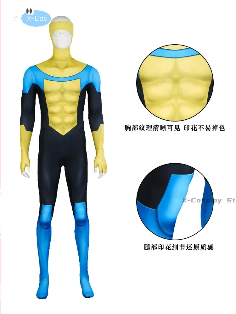 أنيمي الكرتون الذي لا يقهر مارك غرايسون تأثيري الرجال زي الذكور خارقة دور اللعب فانتازيا رجل هالوين كرنفال القماش تمويه