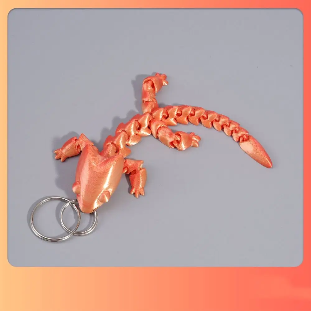 

3D Printed Chinese Dragon Keychain Fidget Cartoon Adjustable Body Joints Pendant Funny Mini Articulated Dragon Lizard