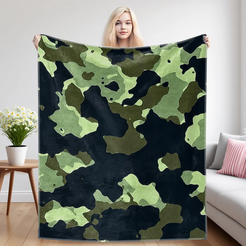 C-Camouflage Nap Blanket,Flannel Blanket,Suitable For Sofas,Beds,Cars,Rooms,Offices,Camping,Exquisite Gift Blankets