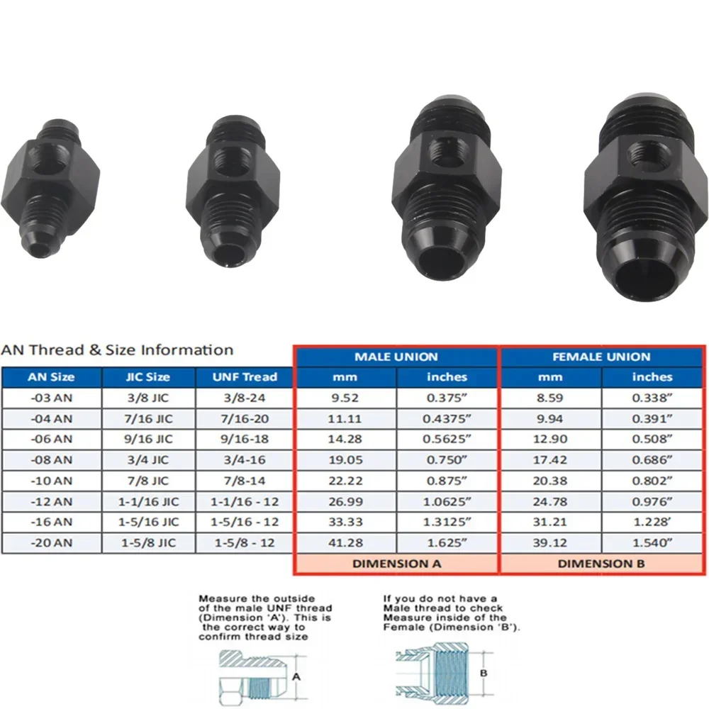 AN4 6 8 10 Male to Female 1/8