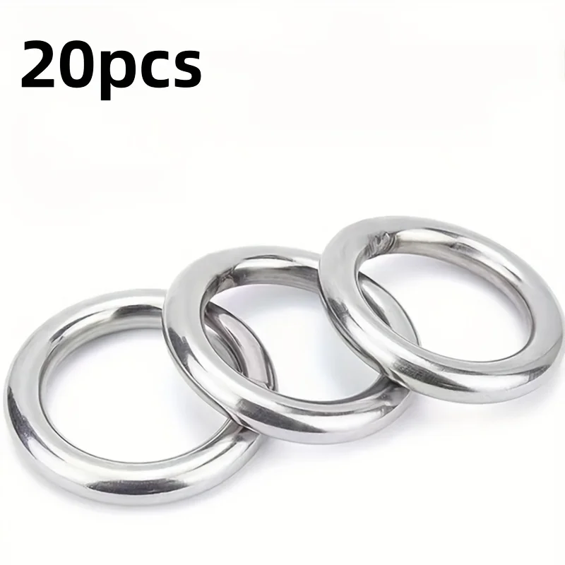 20pcs Stainless Steel Solid round Ring Seamless Welding Pet Ring Net Hand Pulling Ring Decorative O-Ring Lift Ring