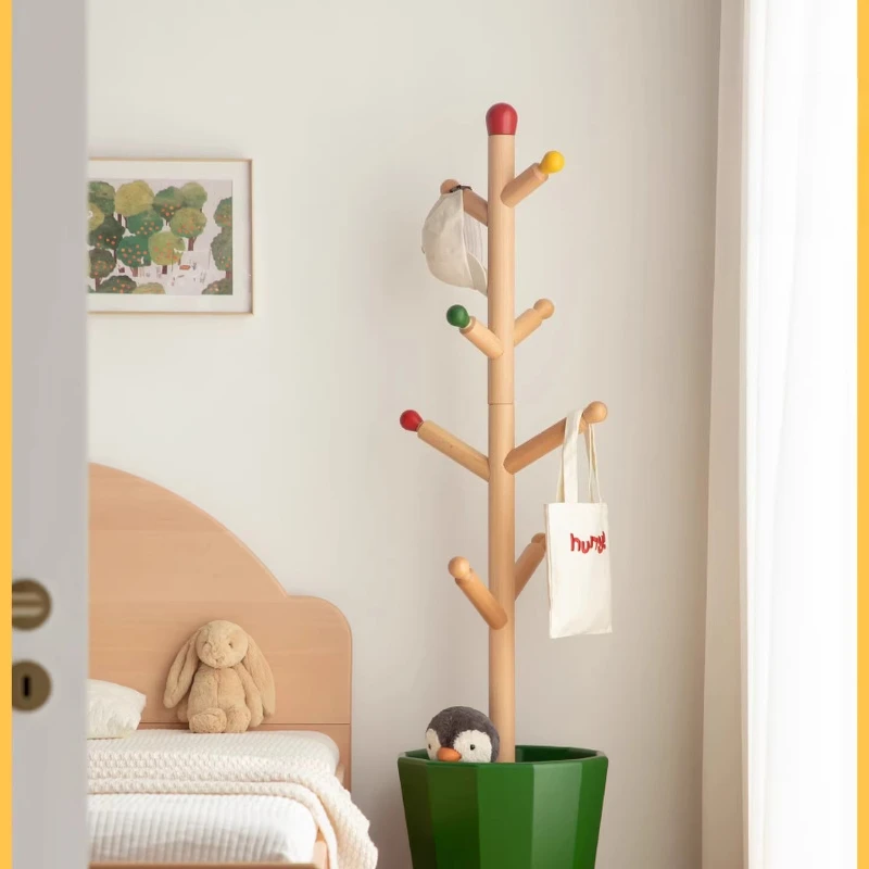 Children's coat rack, solid wood floor hanger