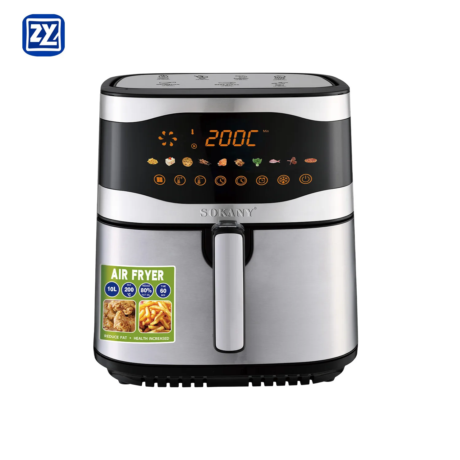 

10L Stainless Steel Digital Control Electric Air Fryer Oven Household French Fries and Fried Chicken Grill