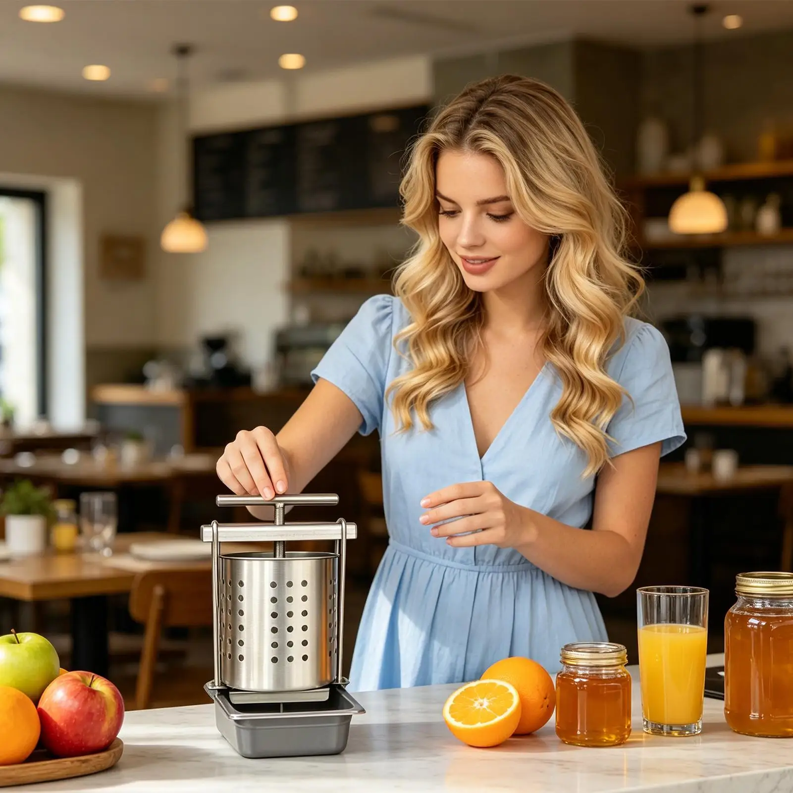 2.5L Stainless Steel Fruit Wine Press Honey Juicer Hand Fruit Squeezer for Home Cooks Parents Chefs Beekeepers Kitchen RV