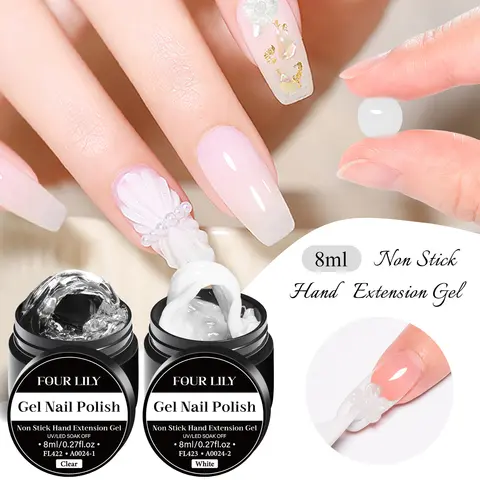 2pcs Non-Stick Hand Extension Gel Nail Polish Set 3D Shaping/Sculpting/Carving UV/LED Gel Milky Jelly Hard Gel Nail Supplies DIY