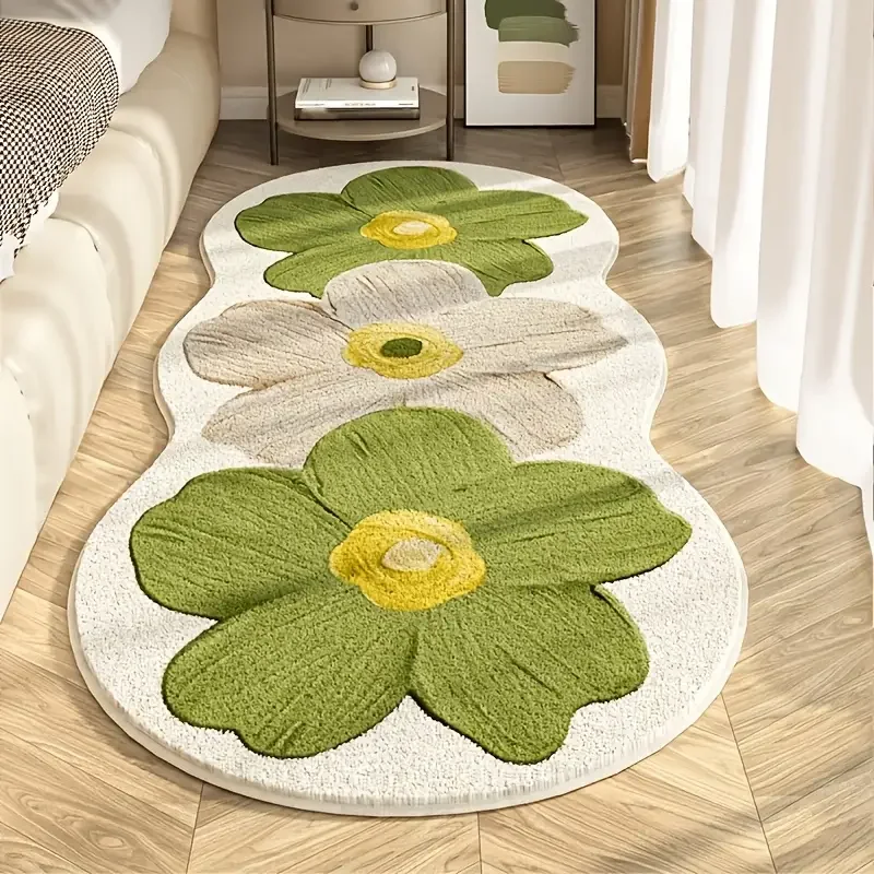 Langer, imitiert kashmirartiger Schlafzimmer-Plüschteppich, schlicht bedruckte Bettvorleger-Matte, Erkerfenster-Matte – Detail 6