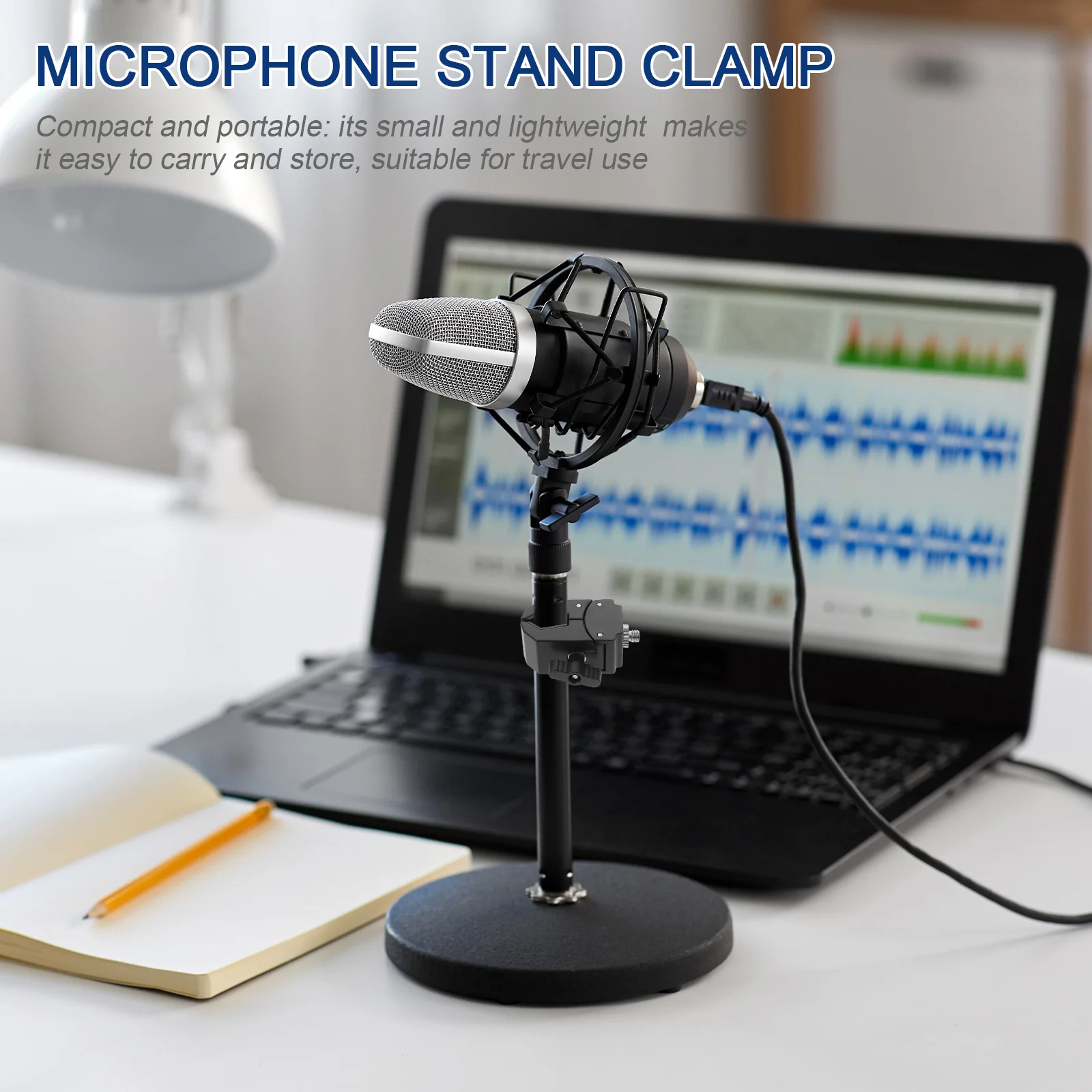 

Microphone Stand Clamp Plastic Clip Adapter Black Compact Portable Mic Mount Holder Tripod Support Adapter Desk Clamp Mic Holder