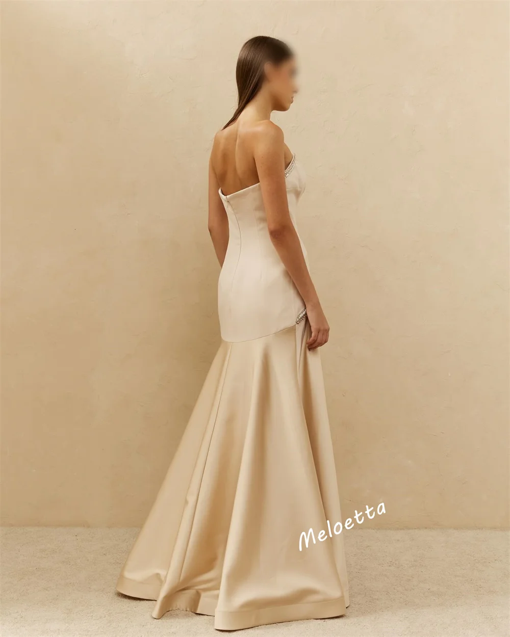 فستان سهرة نسائي أنيق بدون حمالات بمزاج مخصص، فساتين طويلة على شكل بوق، مناسبة مخصصة، أنيقة للحفلات اللامعة