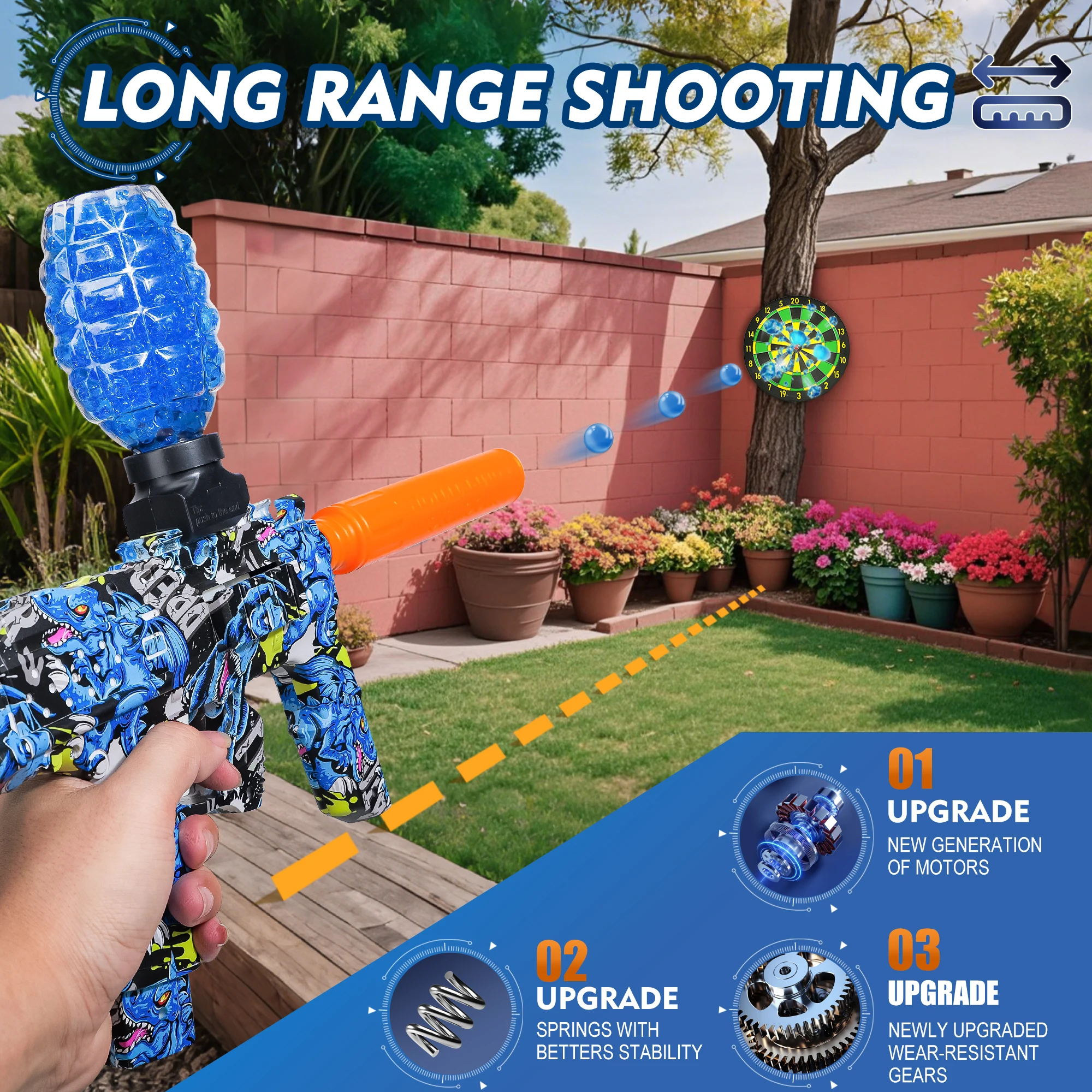 ناسف كرة جل كهربائي، قاذف كرة جل أوتوماتيكي عالي السرعة - مثالي للأنشطة الخارجية وألعاب الرماية