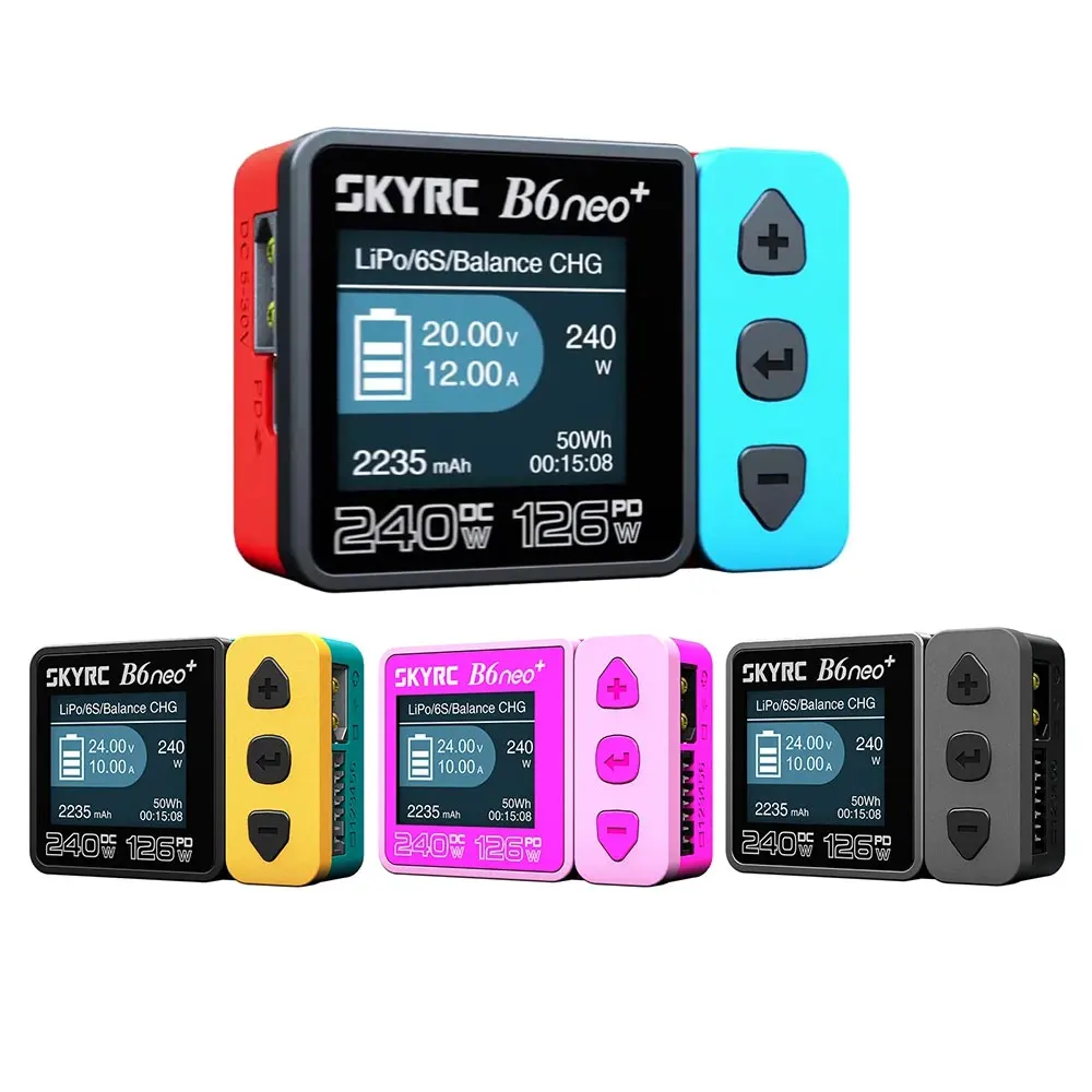 SKYRC B6neo+ Smart Charger High Power DC240W PD126W Multilanguage Balance Charger 600mA XT60/Type-C Compact Charger Discharger